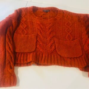 Cecico Vibrant Orange Cable Knit Sweater